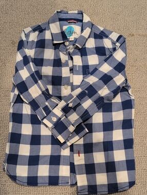Boden Blue and White Buffalo Check Casual Button-Down Shirt